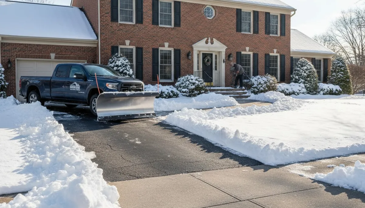 Clean driveway after professional snow removal by Chop Chop Landscaping in Cincinnati, OH