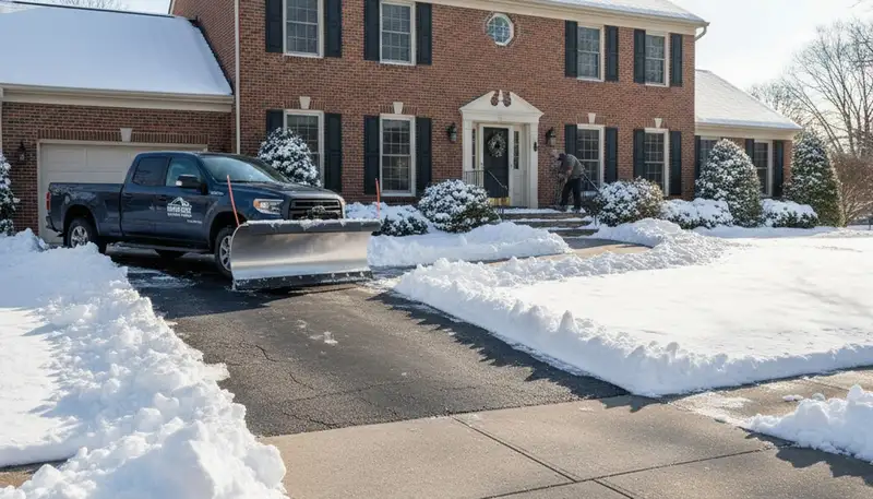 Clean driveway after professional snow removal by Chop Chop Landscaping in Cincinnati, OH