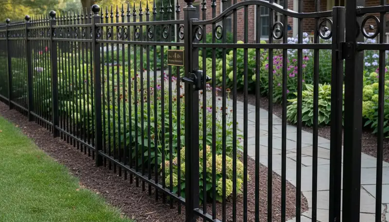 Ornamental black metal fence installation by Chop Chop Landscaping in Cincinnati, OH