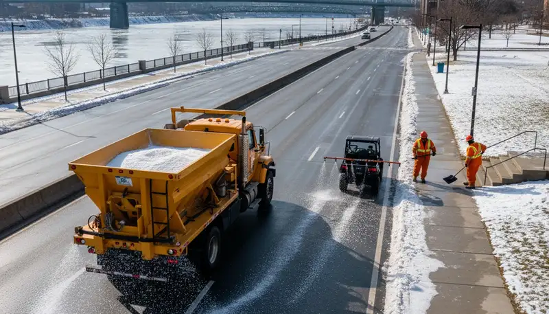 Professional de-icing and salt application for safe walkways by Chop Chop Landscaping in Cincinnati, OH