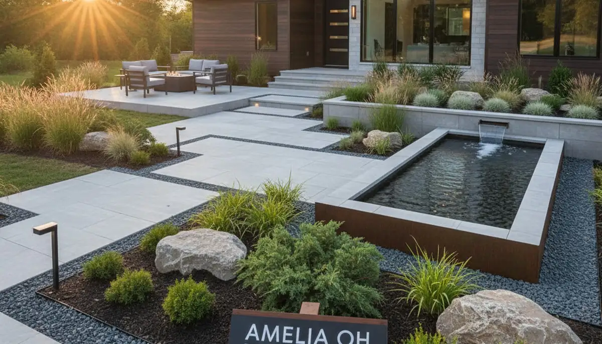 Landscaping crew designing a Cincinnati, OH yard for a custom outdoor living space