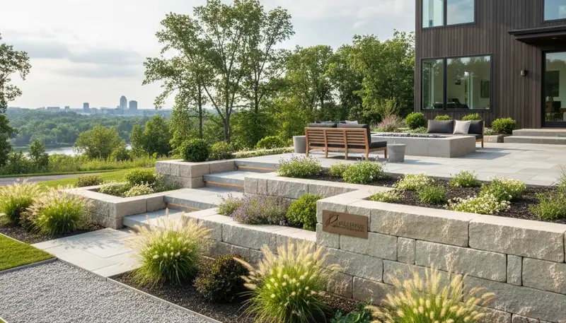 Cincinnati, OH landscaping team installing a custom landscape design for a residential property
