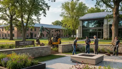Landscaping team in Cincinnati, OH planning a custom outdoor design for a residential property