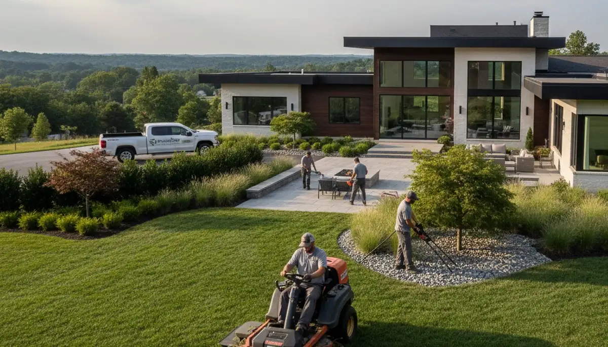 Landscaping team in Cincinnati, OH designing a residential outdoor space
