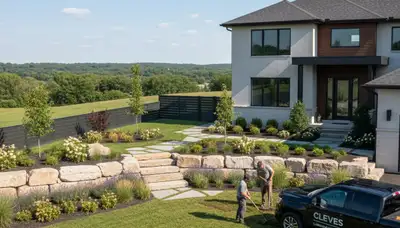 Landscaping design team in Cincinnati, OH creating a custom outdoor living space