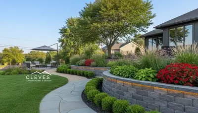 Landscaping team designing a Cincinnati, OH yard for custom outdoor living space integration