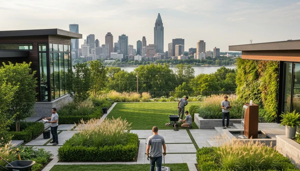Landscaping crew serving Cincinnati, OH with professional landscape design and installation services