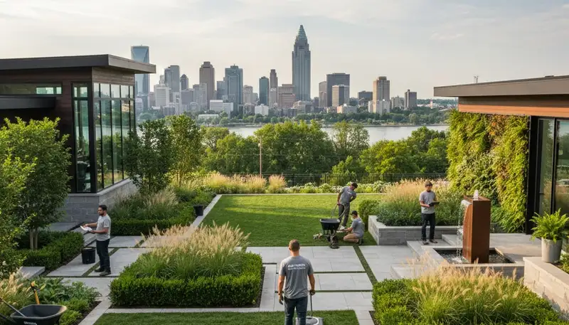 Landscaping crew serving Cincinnati, OH with professional landscape design and installation services