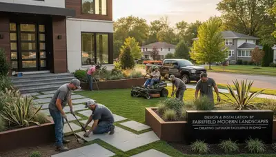 Landscaping crew serving Cincinnati, OH with professional landscape design and maintenance services