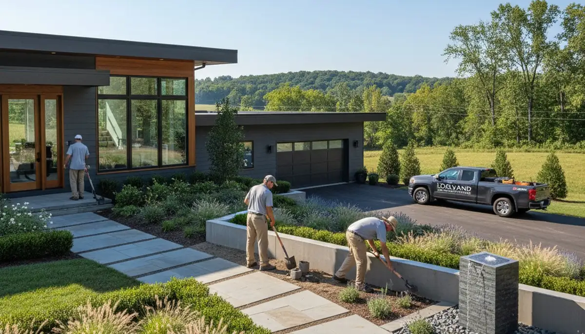 Landscaping team in Cincinnati, OH designing a custom outdoor space