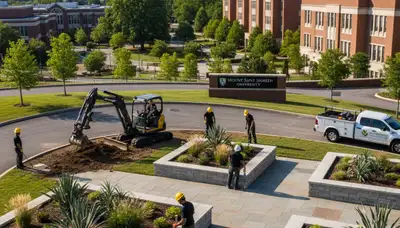 Landscape design team in Cincinnati, OH creating a custom outdoor living space