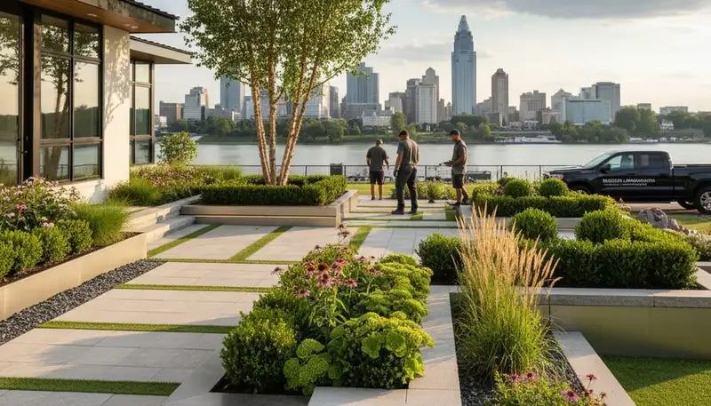 Landscaping team serving Cincinnati, OH with custom landscape design and installation