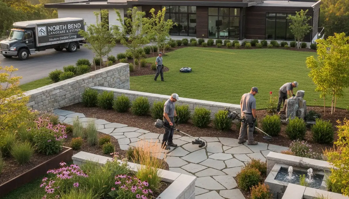 Landscaping team in Cincinnati, OH designing a residential outdoor space