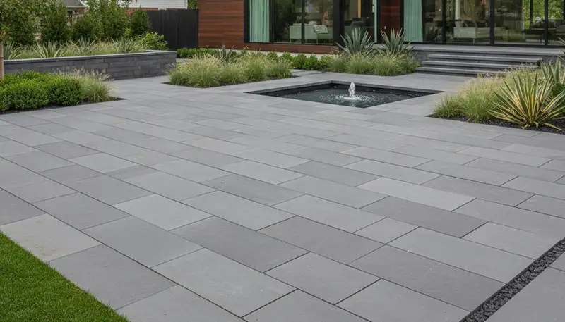 Modern large format stone paver installation in Cincinnati, OH by professional landscaping experts