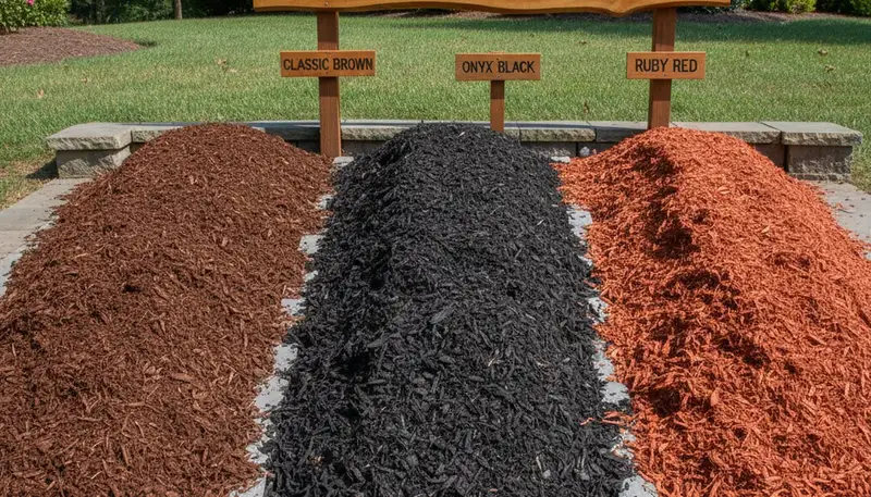 Brown, black, and red mulch color options for Cincinnati, OH landscaping by Chop Chop Landscaping